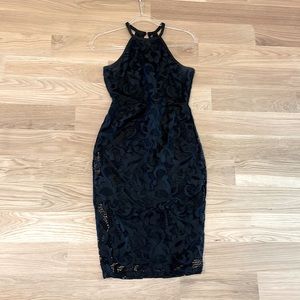 Black lace midi formal. LBD